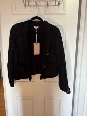 Love Tree Black Chunky Knit Cardigan with Pockets